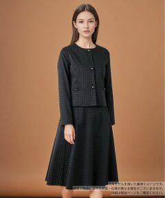 Leilian / レリアン セットアップ | 格子柄ノーカラースーツ