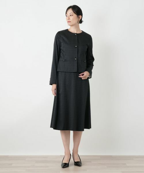 Leilian / レリアン セットアップ | 格子柄ノーカラースーツ | 詳細1