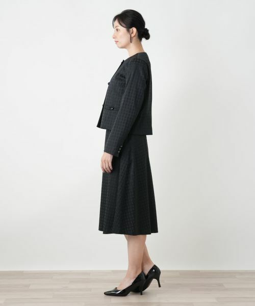 Leilian / レリアン セットアップ | 格子柄ノーカラースーツ | 詳細2