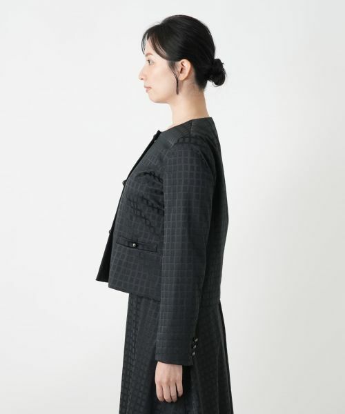 Leilian / レリアン セットアップ | 格子柄ノーカラースーツ | 詳細5