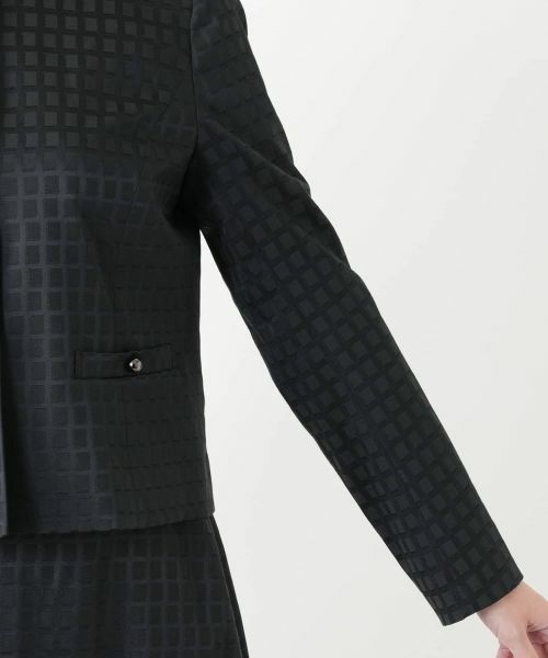 Leilian / レリアン セットアップ | 格子柄ノーカラースーツ | 詳細9