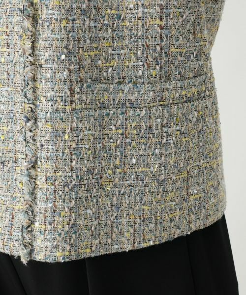 Leilian / レリアン テーラードジャケット | ツイードノーカラーダブルジャケット | 詳細12
