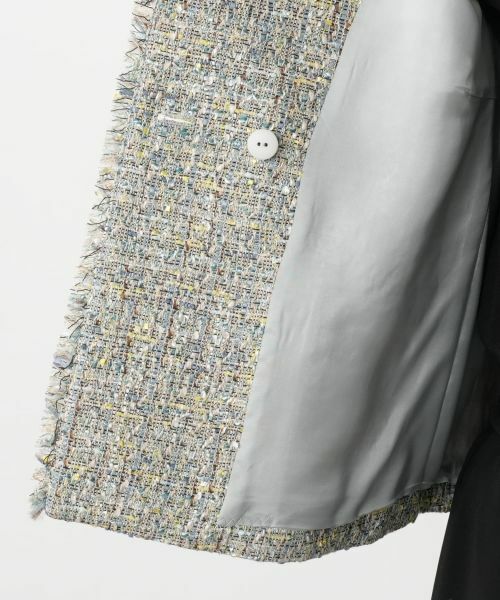 Leilian / レリアン テーラードジャケット | ツイードノーカラーダブルジャケット | 詳細13