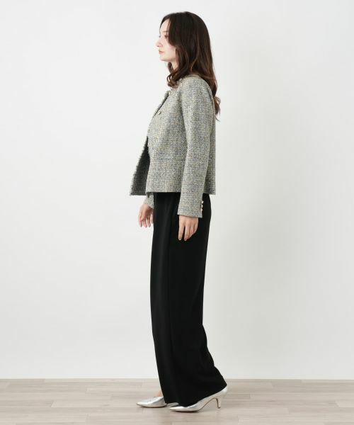 Leilian / レリアン テーラードジャケット | ツイードノーカラーダブルジャケット | 詳細2