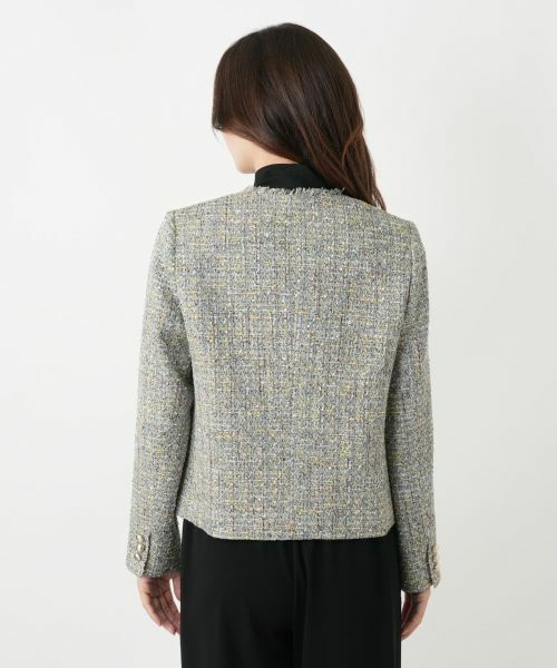 Leilian / レリアン テーラードジャケット | ツイードノーカラーダブルジャケット | 詳細6