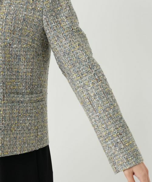 Leilian / レリアン テーラードジャケット | ツイードノーカラーダブルジャケット | 詳細9