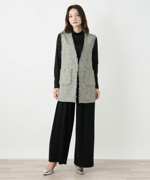 Leilian / レリアン テーラードジャケット | ツイードVネックベスト | 詳細1