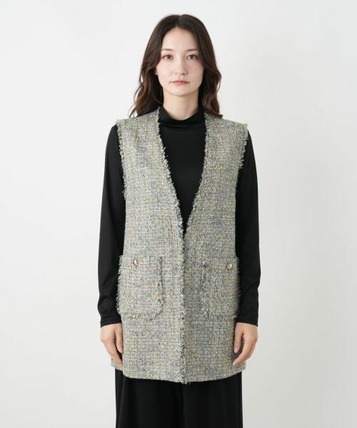 Leilian / レリアン テーラードジャケット | ツイードVネックベスト | 詳細4