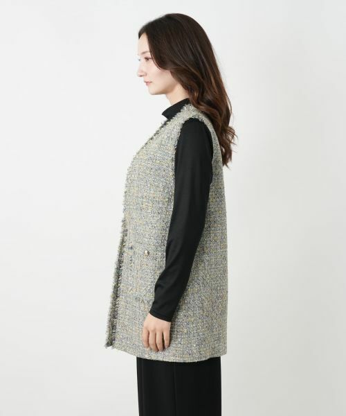 Leilian / レリアン テーラードジャケット | ツイードVネックベスト | 詳細5