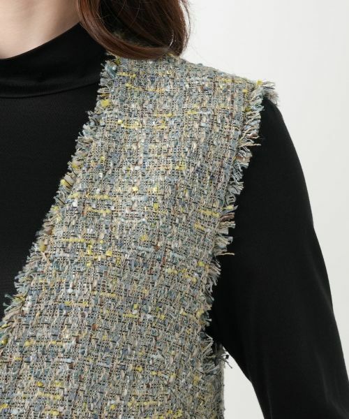 Leilian / レリアン テーラードジャケット | ツイードVネックベスト | 詳細9