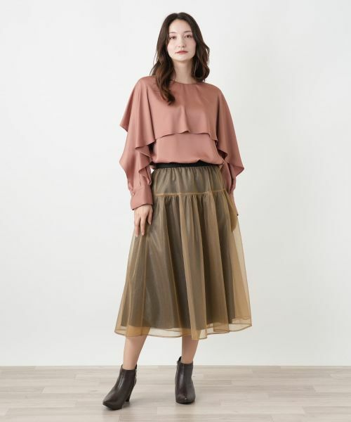Leilian / レリアン ミニ・ひざ丈スカート | シアーレイヤードフレアスカート | 詳細4