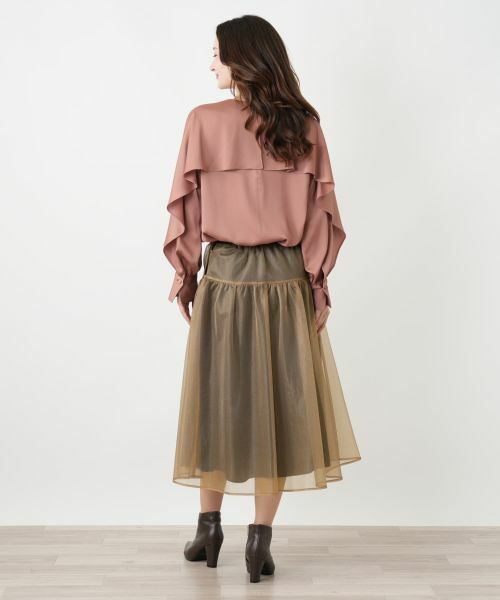 Leilian / レリアン ミニ・ひざ丈スカート | シアーレイヤードフレアスカート | 詳細6