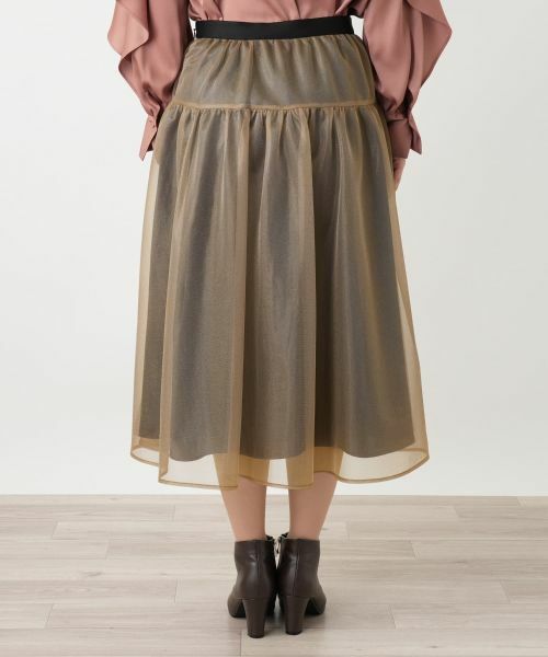 Leilian / レリアン ミニ・ひざ丈スカート | シアーレイヤードフレアスカート | 詳細9
