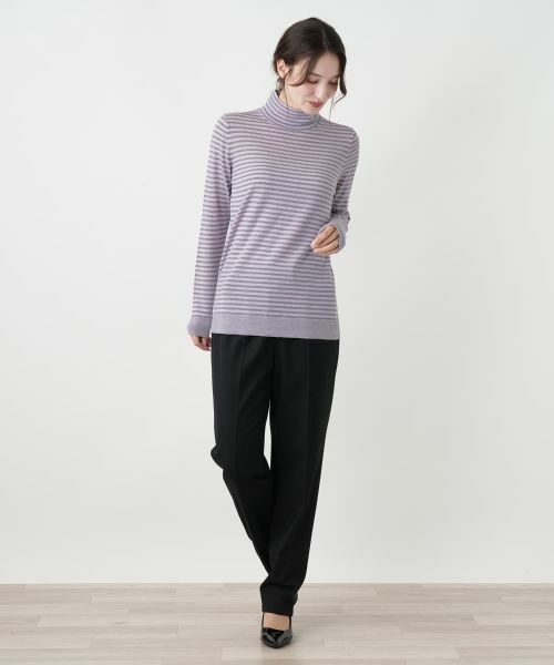 Leilian / レリアン ニット・セーター | 切替ボーダーハイネックカットソー | 詳細1