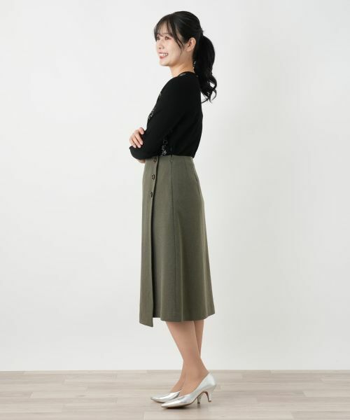 Leilian / レリアン ミニ・ひざ丈スカート | ラップ風ミディスカート | 詳細2