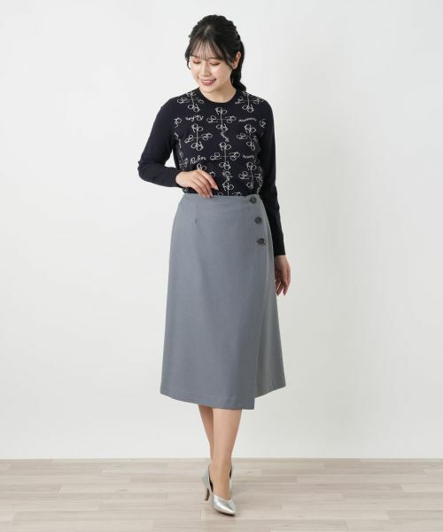 Leilian / レリアン ミニ・ひざ丈スカート | ラップ風ミディスカート | 詳細4