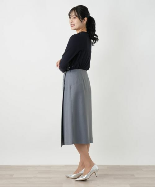 Leilian / レリアン ミニ・ひざ丈スカート | ラップ風ミディスカート | 詳細5