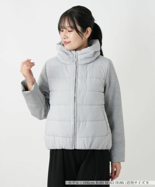 Leilian/レリアン 中わた切替ジャケット ライトグレー 9(M)