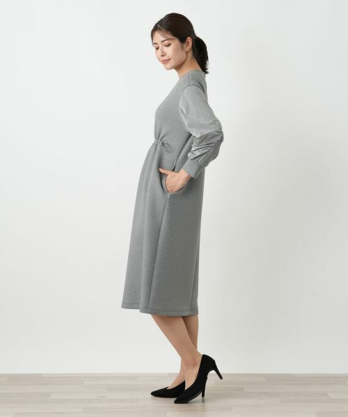 Leilian / レリアン ドレス | 洗えるダンボールニット袖異素材MIXワンピース【25年10月カタログ】 | 詳細13