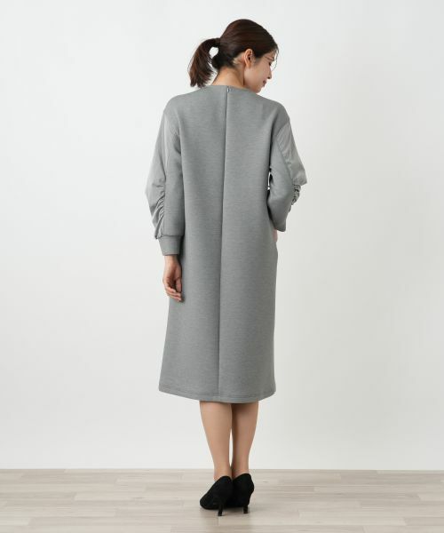 Leilian / レリアン ドレス | 洗えるダンボールニット袖異素材MIXワンピース【25年10月カタログ】 | 詳細14