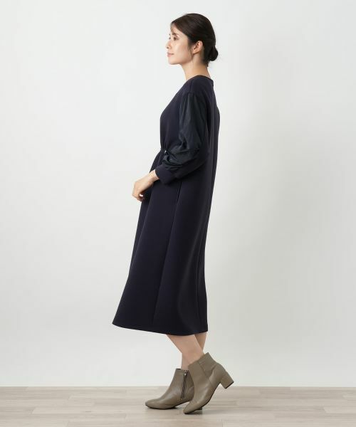 Leilian / レリアン ドレス | 洗えるダンボールニット袖異素材MIXワンピース【25年10月カタログ】 | 詳細2