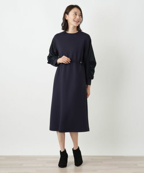 Leilian / レリアン ドレス | 洗えるダンボールニット袖異素材MIXワンピース【25年10月カタログ】 | 詳細27