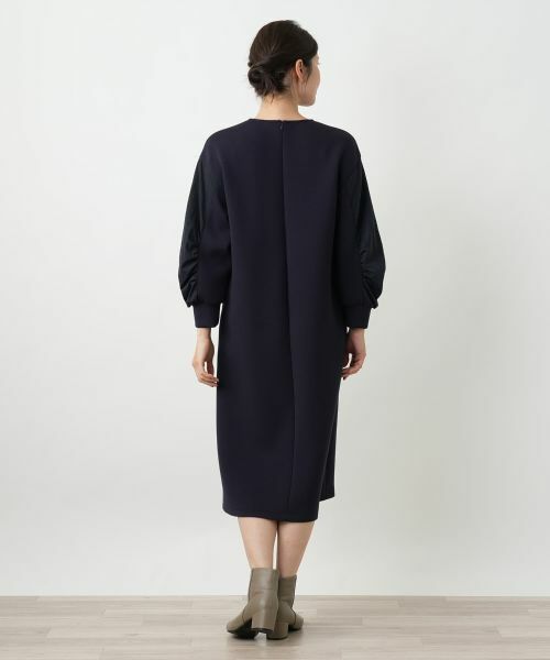 Leilian / レリアン ドレス | 洗えるダンボールニット袖異素材MIXワンピース【25年10月カタログ】 | 詳細3