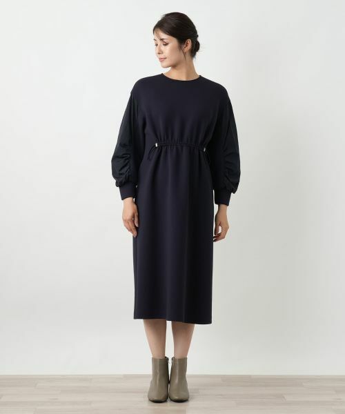 Leilian / レリアン ドレス | 洗えるダンボールニット袖異素材MIXワンピース【25年10月カタログ】 | 詳細4