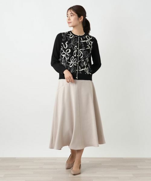 Leilian / レリアン カーディガン・ボレロ | リボン柄クルーネックカーディガン | 詳細1