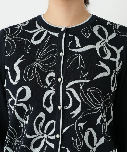 Leilian / レリアン カーディガン・ボレロ | リボン柄クルーネックカーディガン | 詳細10