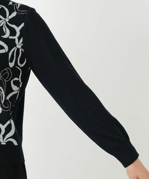 Leilian / レリアン カーディガン・ボレロ | リボン柄クルーネックカーディガン | 詳細12