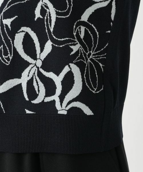 Leilian / レリアン カーディガン・ボレロ | リボン柄クルーネックカーディガン | 詳細13