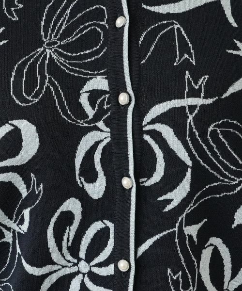 Leilian / レリアン カーディガン・ボレロ | リボン柄クルーネックカーディガン | 詳細14