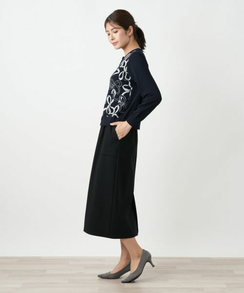 Leilian / レリアン カーディガン・ボレロ | リボン柄クルーネックカーディガン | 詳細5