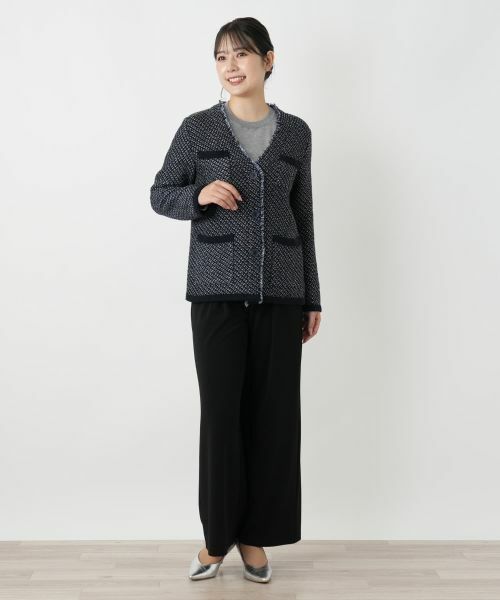 Leilian / レリアン テーラードジャケット | Vネックニットジャケット | 詳細4