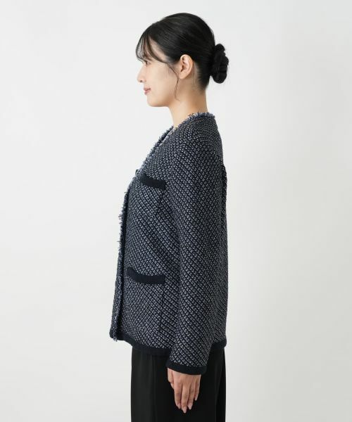 Leilian / レリアン テーラードジャケット | Vネックニットジャケット | 詳細8