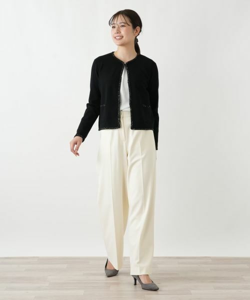 Leilian / レリアン カーディガン・ボレロ | ラメトリムショートカーディガン【Leilian WHITE LABEL】 | 詳細1