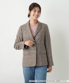 Leilian / レリアン テーラードジャケット | チェック柄ストレッチブレザー【25年10月カタログ】