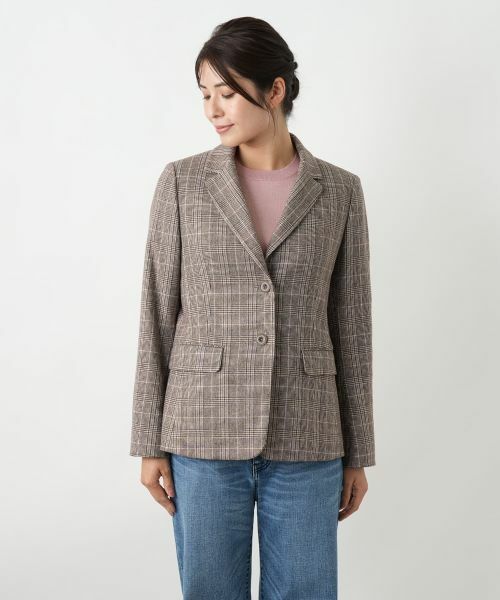 Leilian / レリアン テーラードジャケット | チェック柄ストレッチブレザー【25年10月カタログ】 | 詳細4