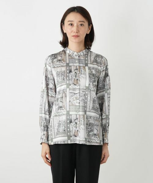 Leilian / レリアン シャツ・ブラウス | プリントバンドカラーブラウス【RATTI】 | 詳細4