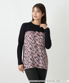 Leilian / レリアン ニット・セーター | チェック切替クルーネックニット【RATTI】