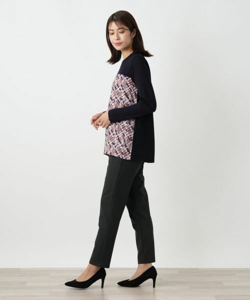 Leilian / レリアン ニット・セーター | チェック切替クルーネックニット【RATTI】 | 詳細2