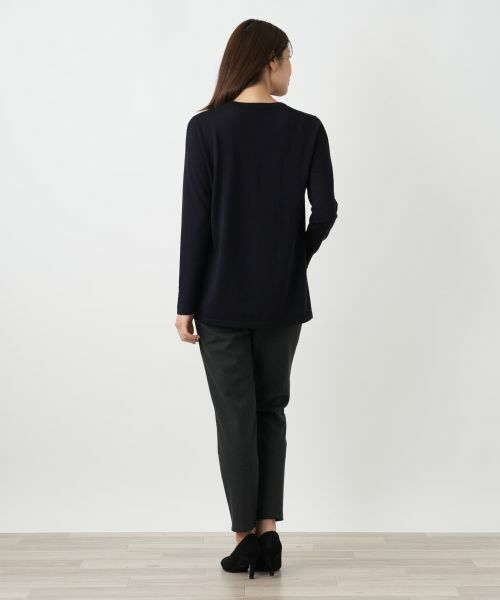 Leilian / レリアン ニット・セーター | チェック切替クルーネックニット【RATTI】 | 詳細3