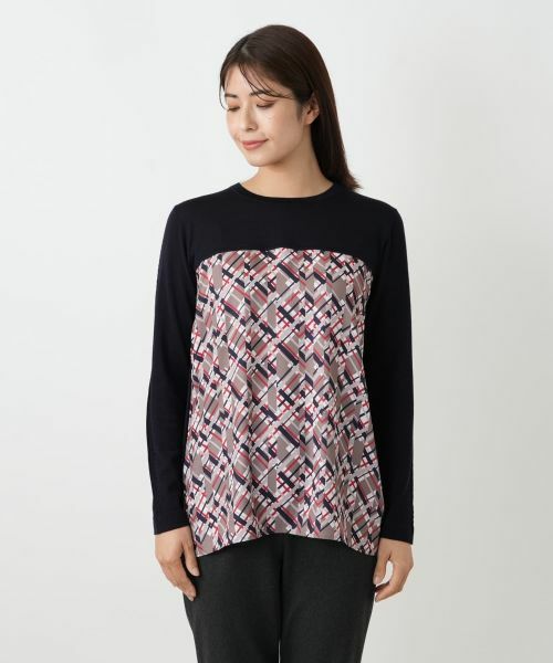 Leilian / レリアン ニット・セーター | チェック切替クルーネックニット【RATTI】 | 詳細4