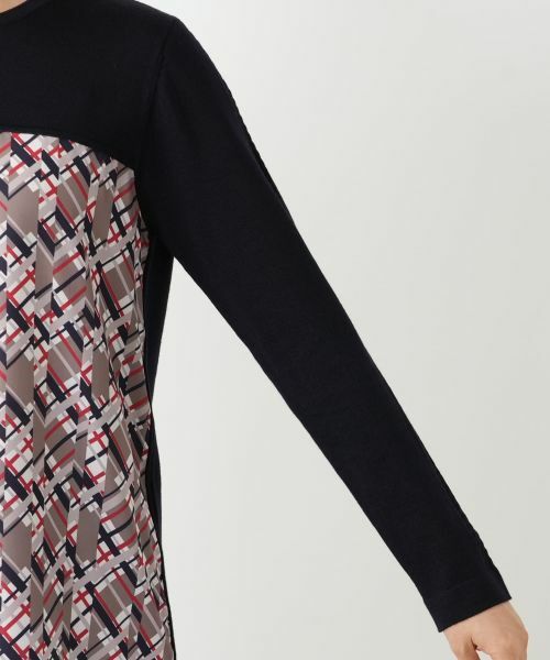 Leilian / レリアン ニット・セーター | チェック切替クルーネックニット【RATTI】 | 詳細9