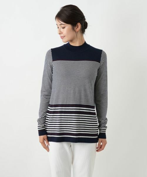 Leilian / レリアン ニット・セーター | ボーダーハイネックニット【25年10月カタログ】 | 詳細1