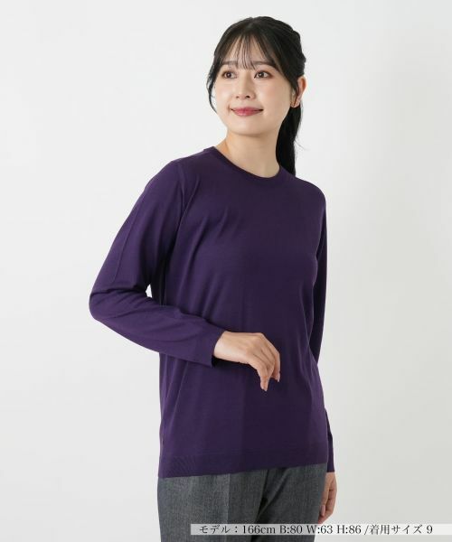 Leilian/レリアン クルーネックニット【GEMMA】 パープル系 11(L) Leilian/レリアン クルーネックニット【GEMMA】 パープル系 11(L)