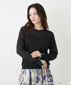 Leilian / レリアン ニット・セーター | 配色ラインクルーネックニット