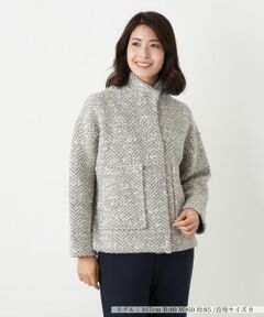 Leilian / レリアン テーラードジャケット | ヘリンボーン比翼ジャケット