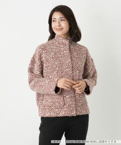 Leilian / レリアン テーラードジャケット | ヘリンボーン比翼ジャケット